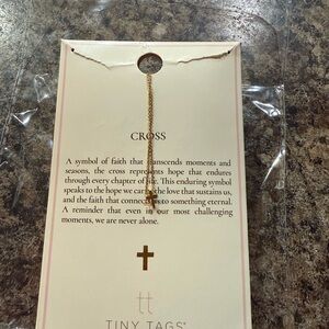 Tiny Tags Gold Cross Necklace